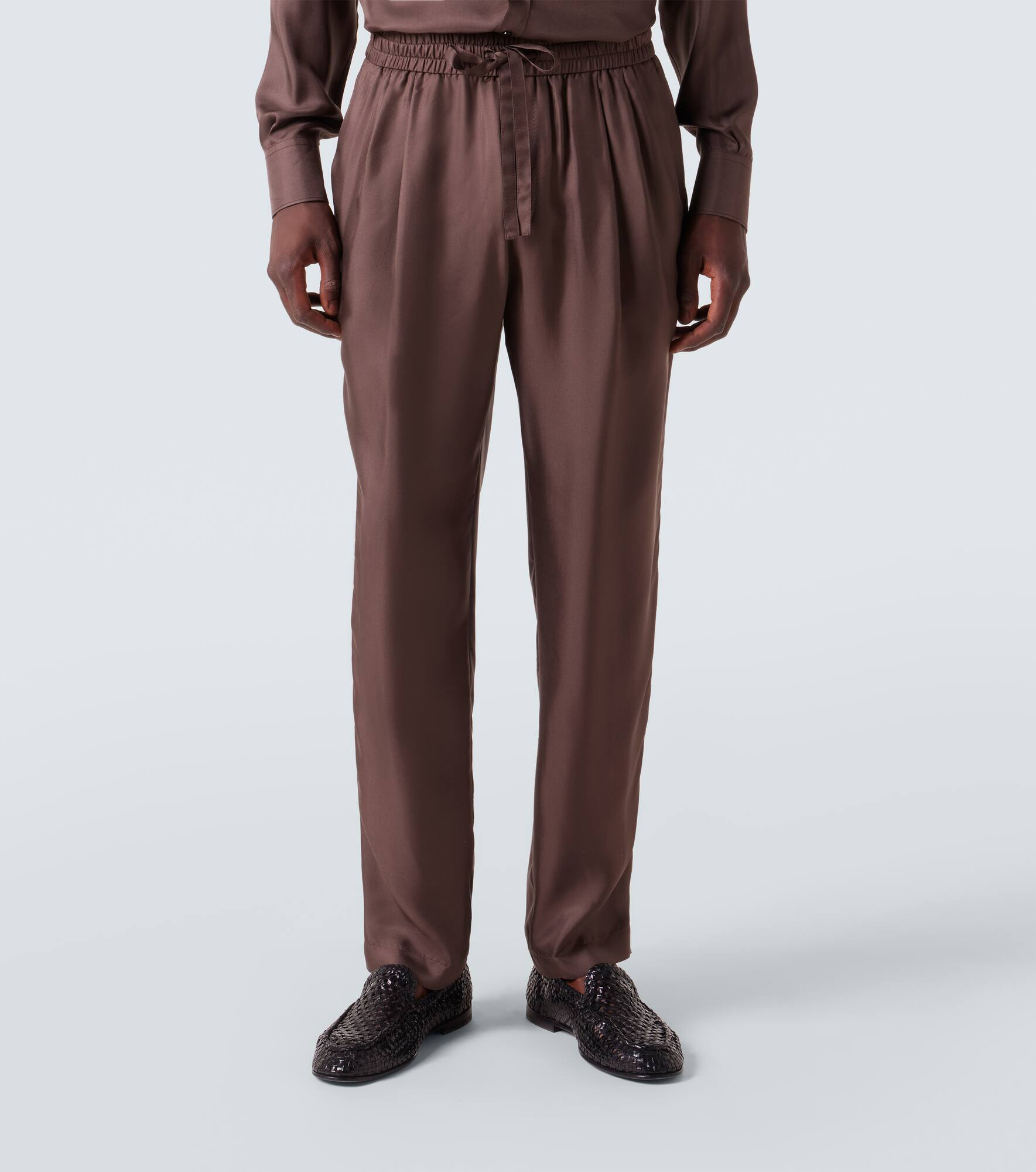 Silk twill tapered pants - 3