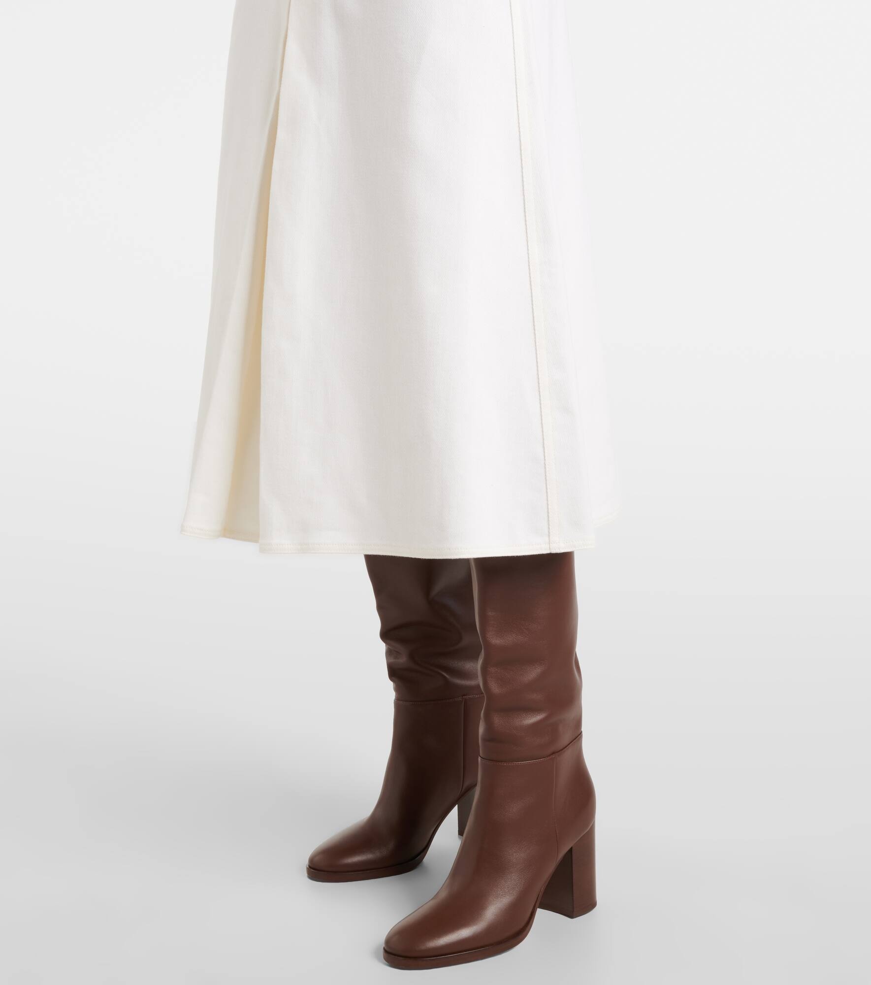 Renoir pleated cotton midi skirt - 5