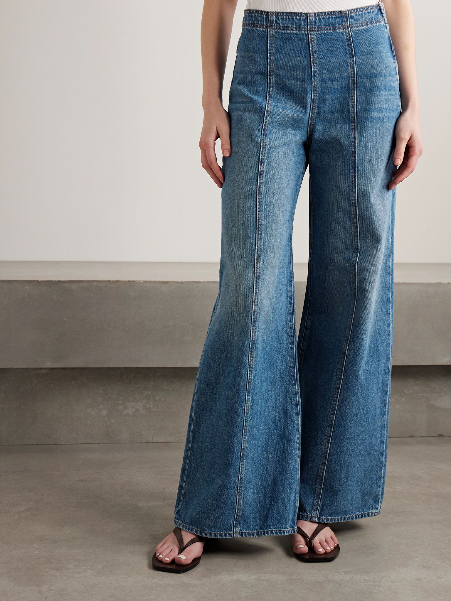 The Bianca paneled high-rise wide-leg jeans Mid denim - 3