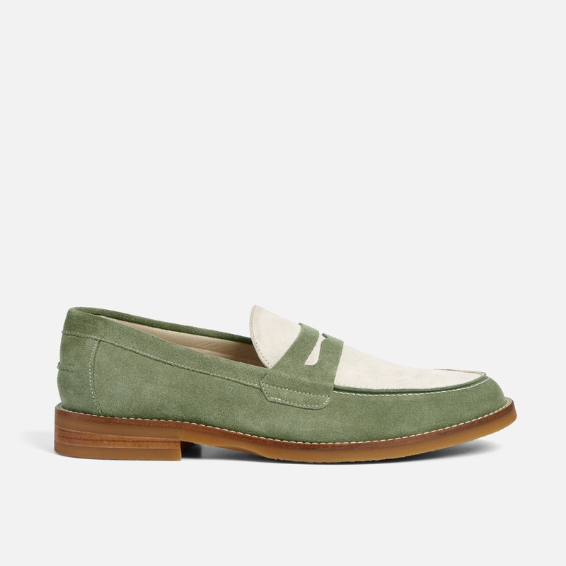Wilde Sage + White Suede Penny Loafer - Men's 1