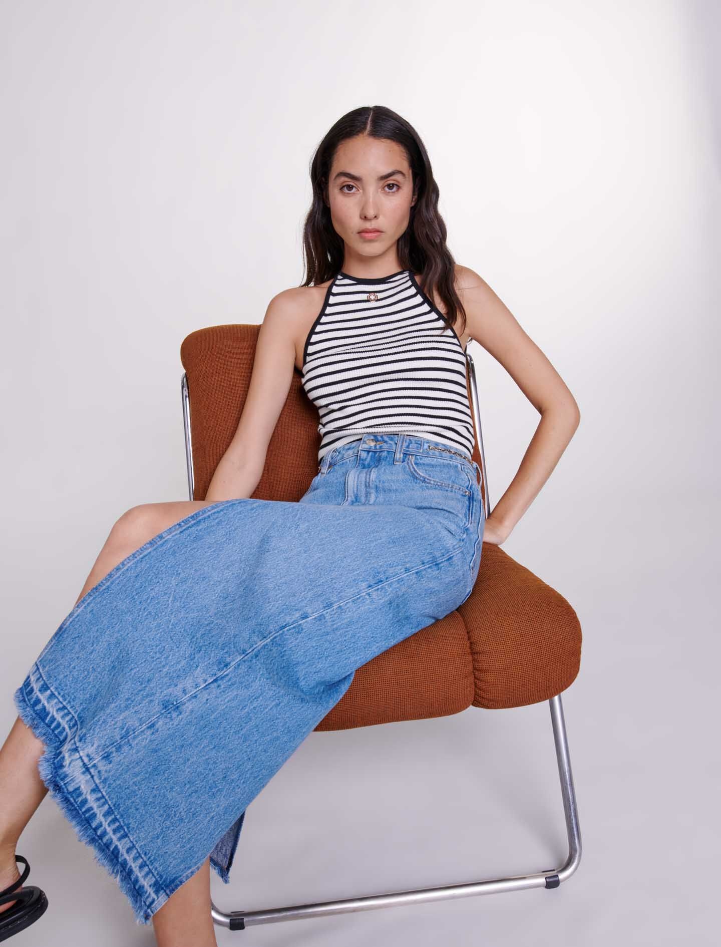 Long denim skirt - 7
