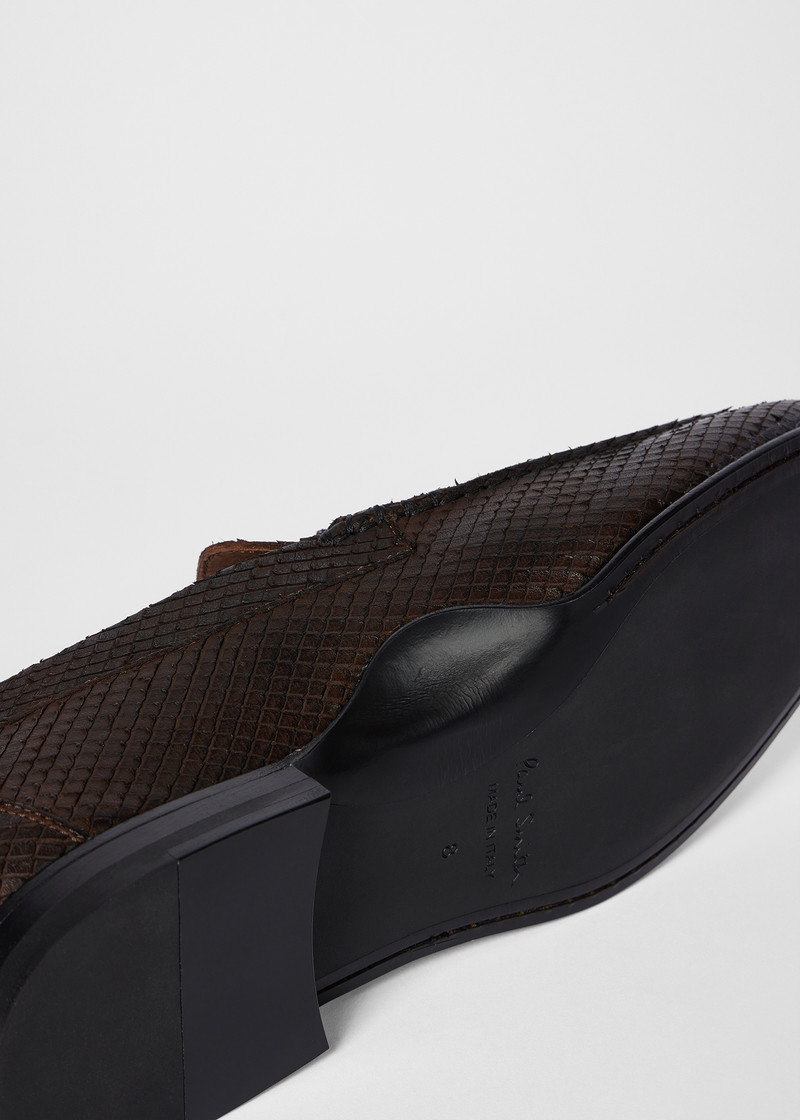 Dark Brown Textured-Leather 'Sellers' Loafers 6