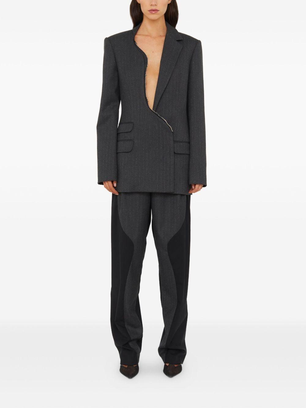 Torrent pinstripe asymmetrical blazer - 2