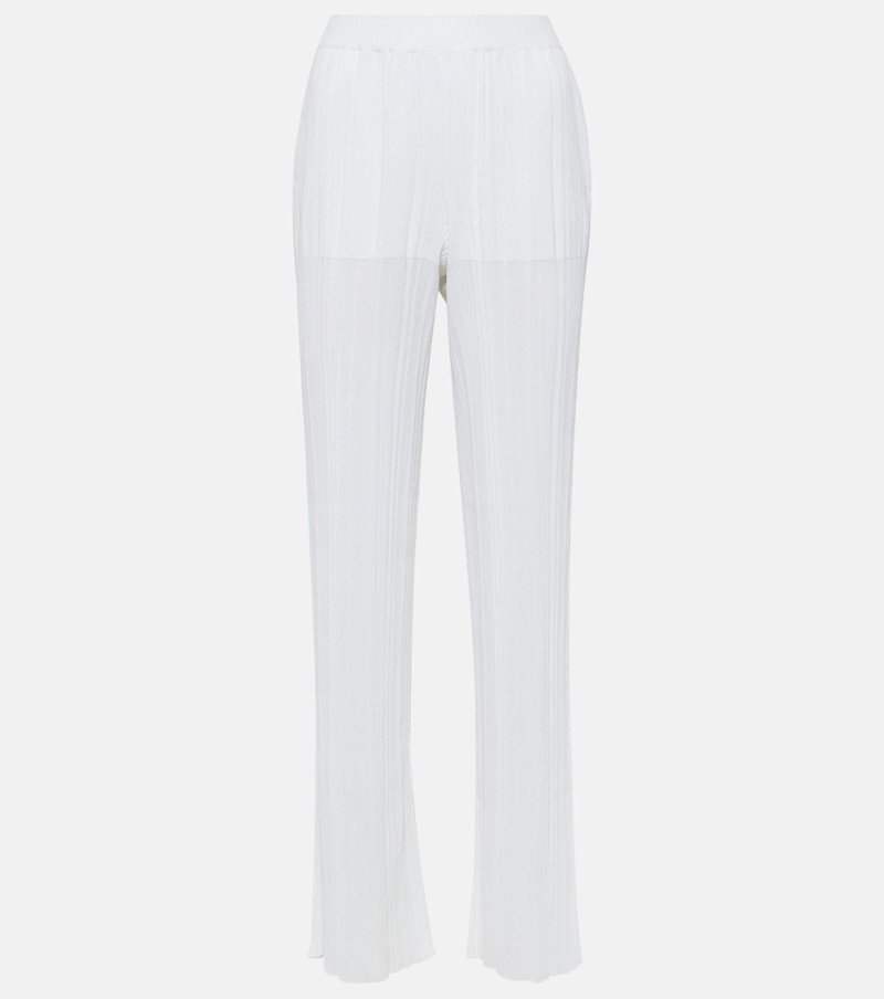 Pleated knit straight pants - 1