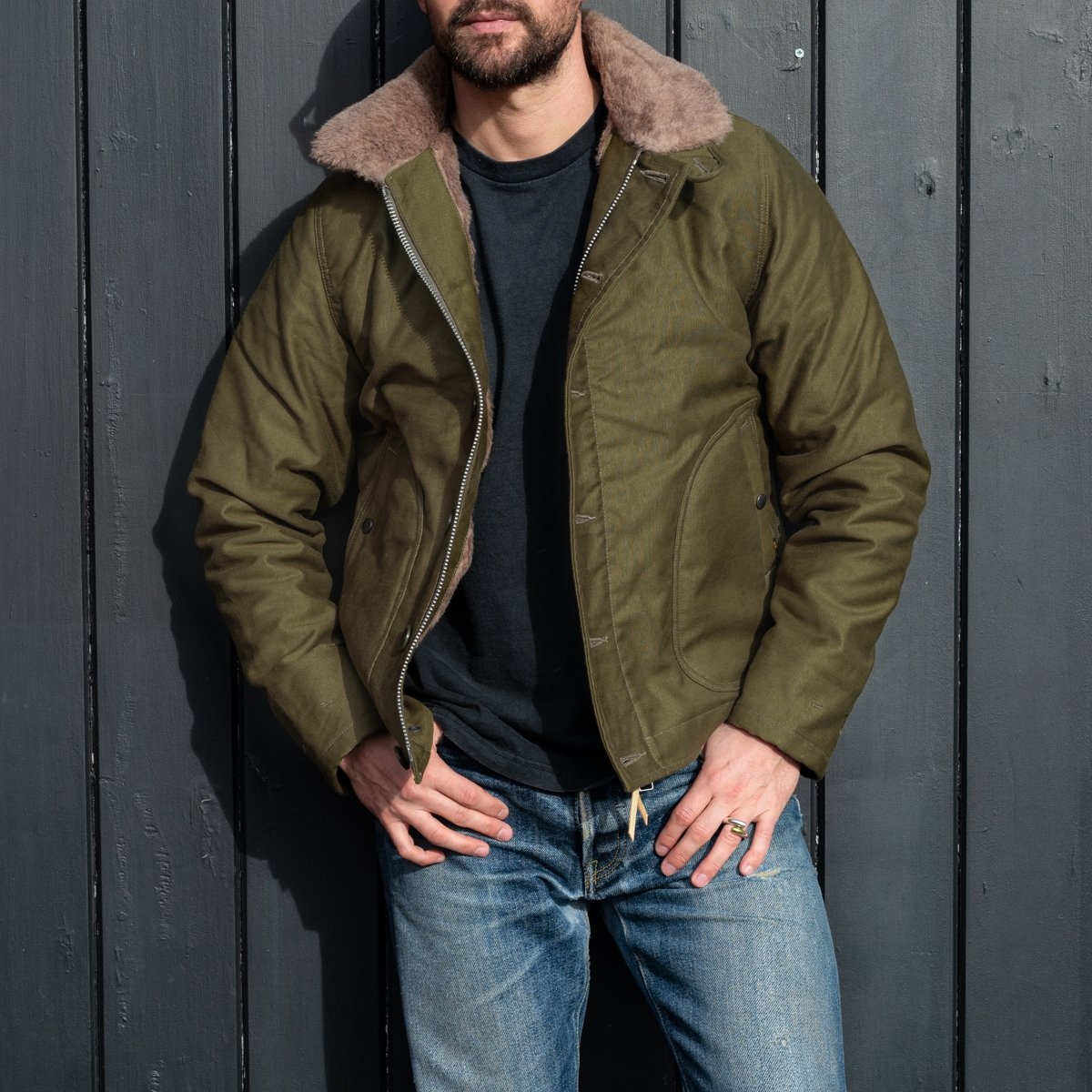 IHM-35-ODG Whipcord N1 Deck Jacket - Olive Drab Green - 4