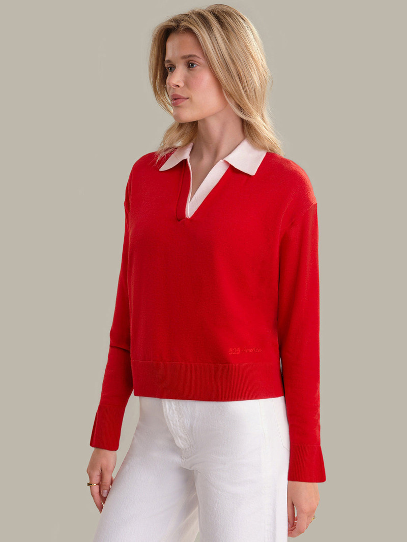525 america Maddi: Cotton Colorblock Polo Sweater outlook