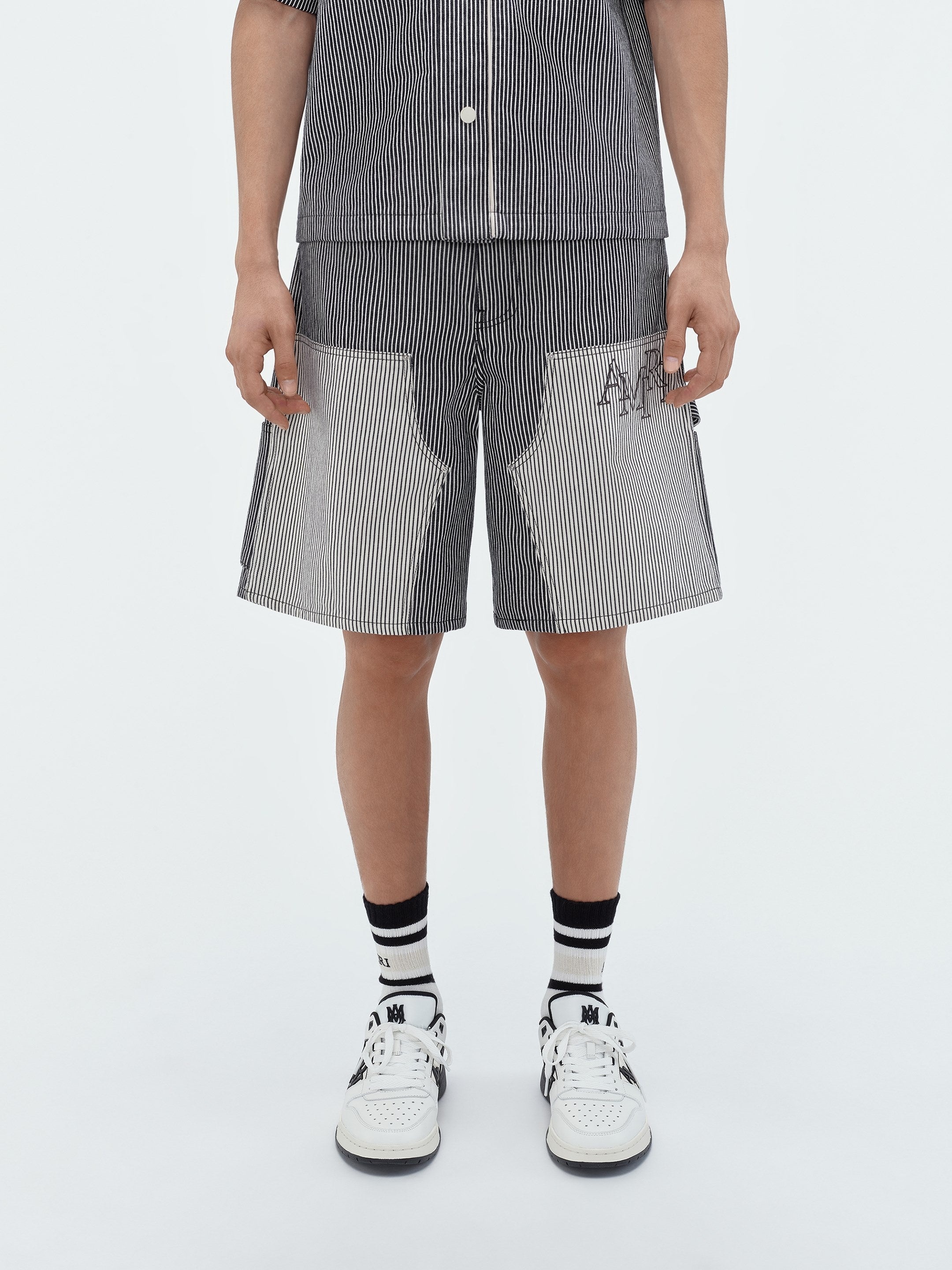 STRIPED DENIM CARPENTER SHORT - 4