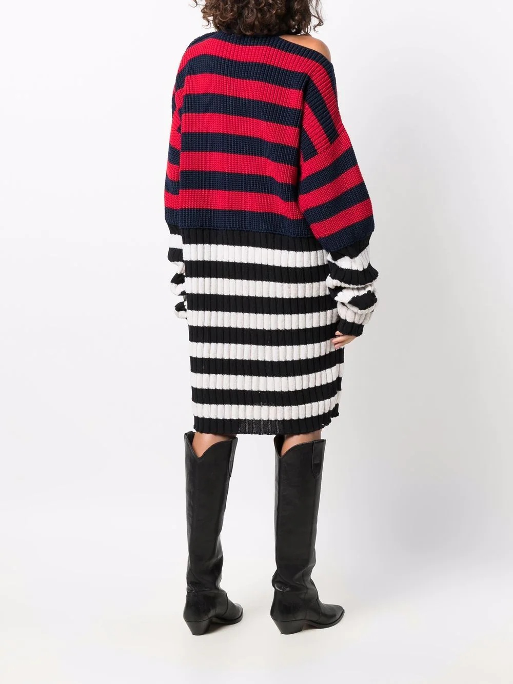ribbed-knit striped dress - 4