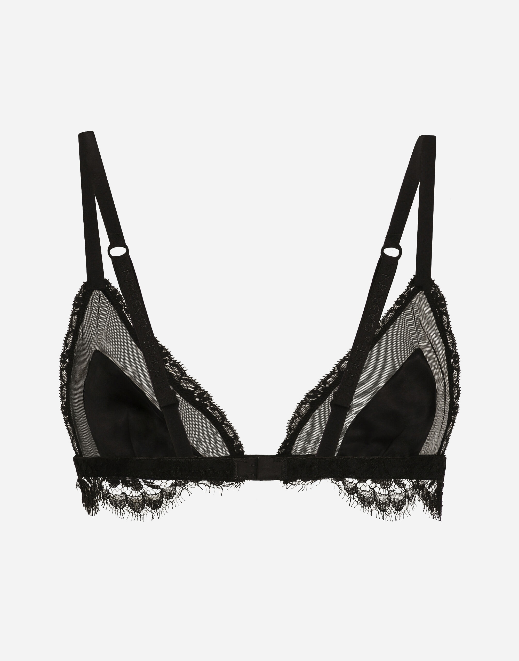 Satin, lace and tulle soft-cup triangle bra - 2
