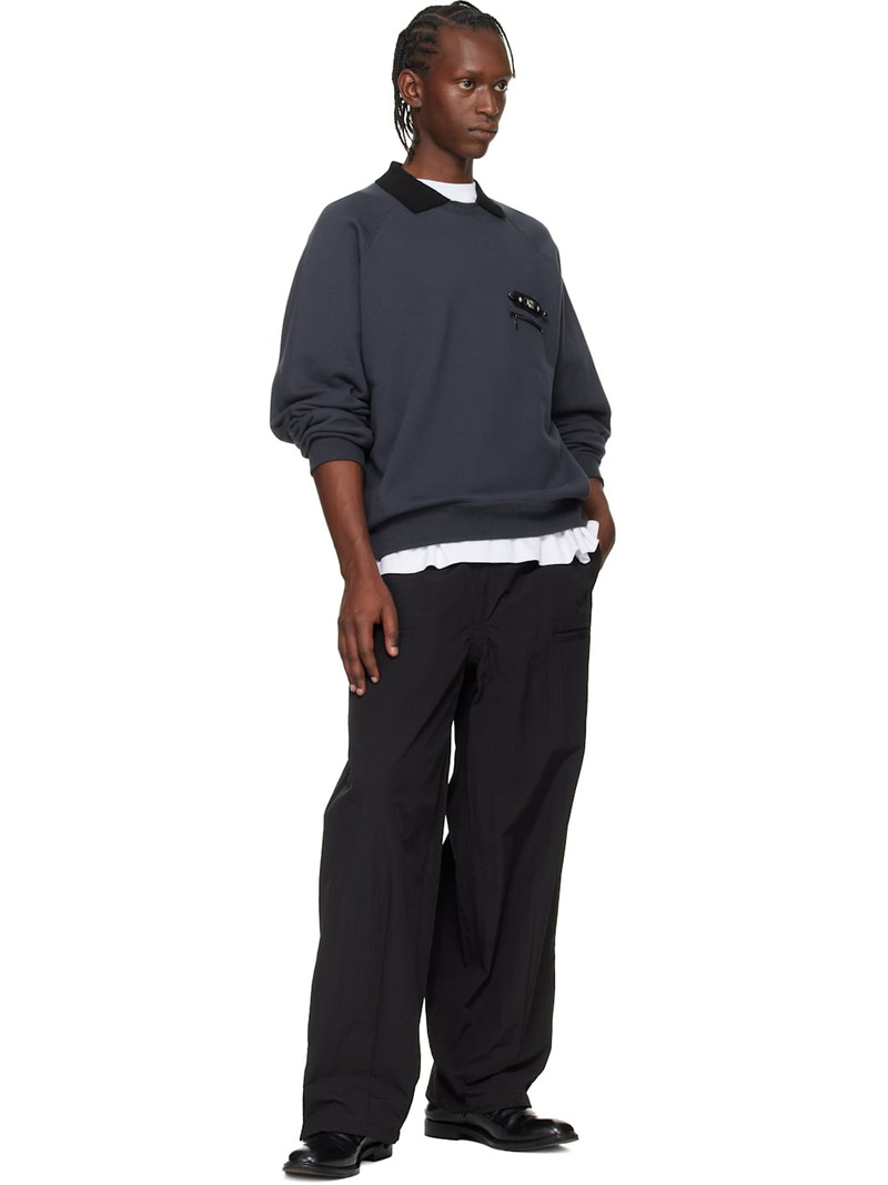 TOGA VIRILIS Black Polo Collar Sweatshirt outlook