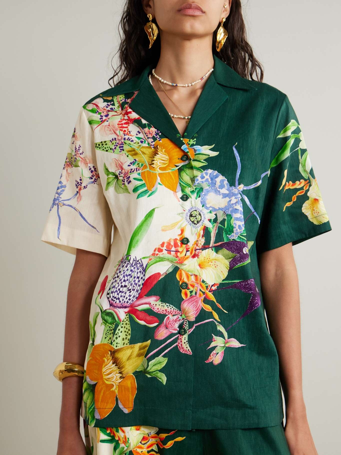 Aggie oversized floral-print linen-blend shirt - 3