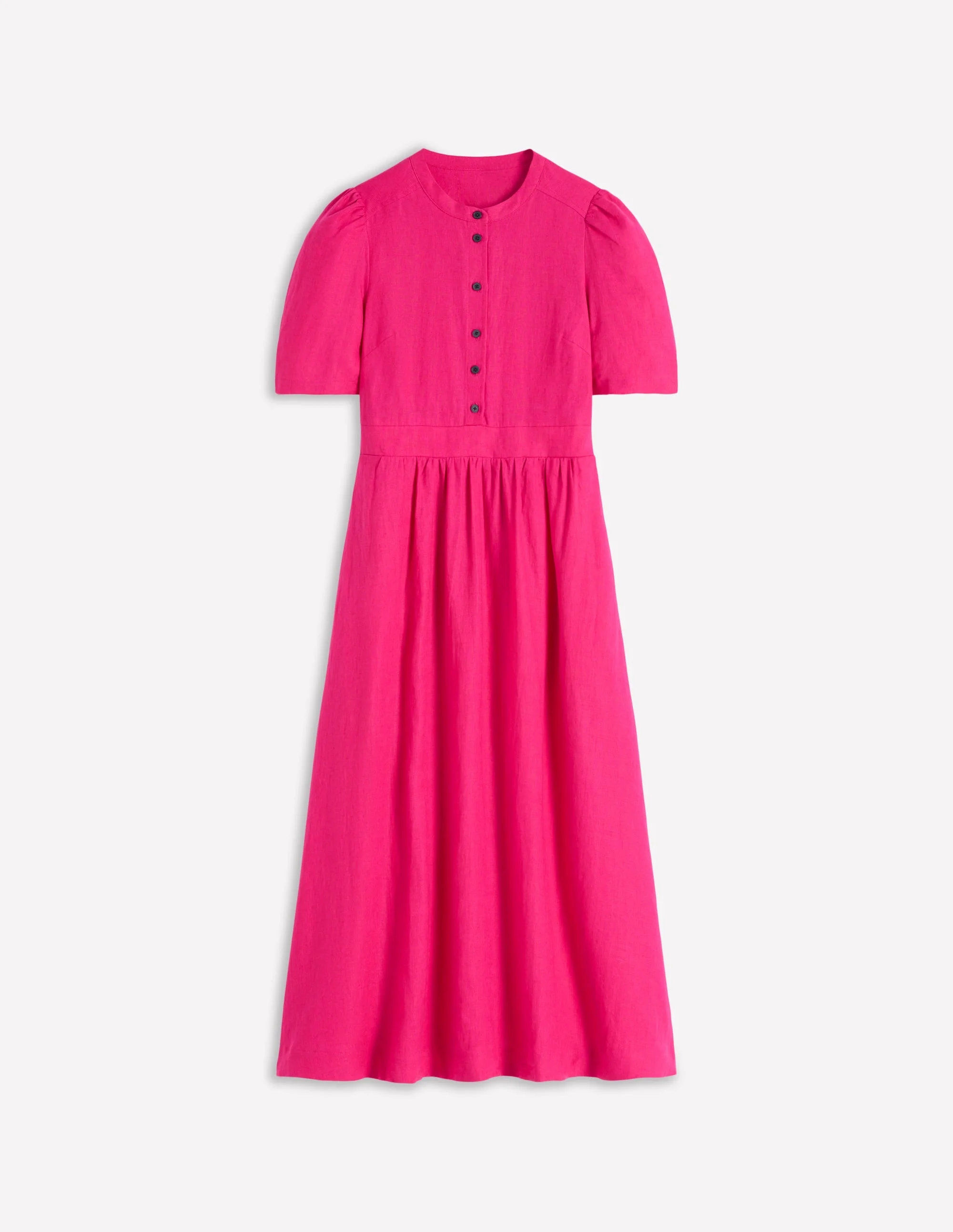 Ivy Linen Midi Dress-Pink Peony - 1