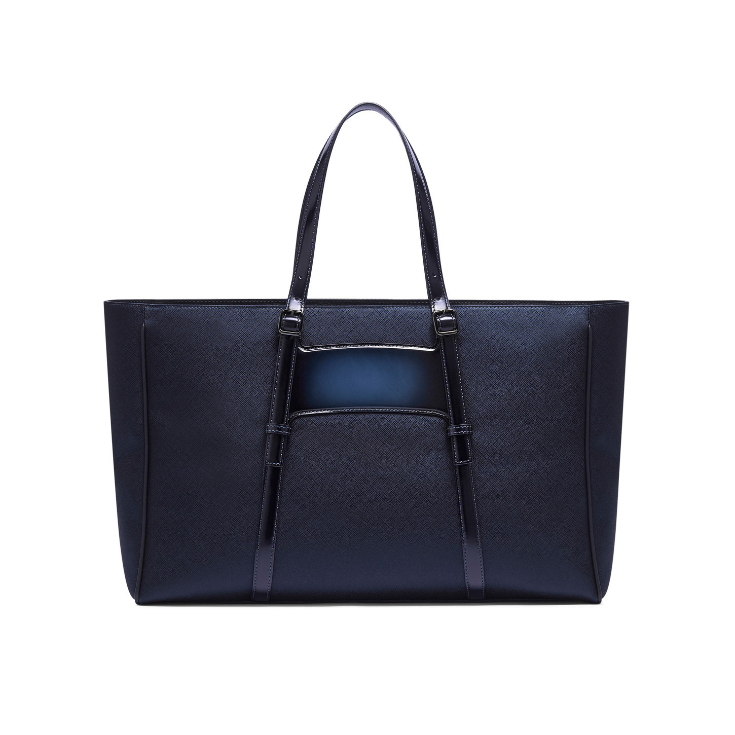 Blue leather and nylon shopping bag - 5
