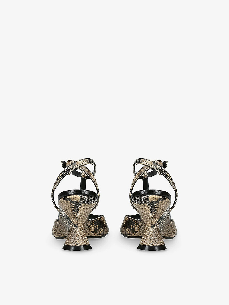 Dries Van Noten Snakeskin-Print 75 Leather Wedge-Heel Sandals outlook