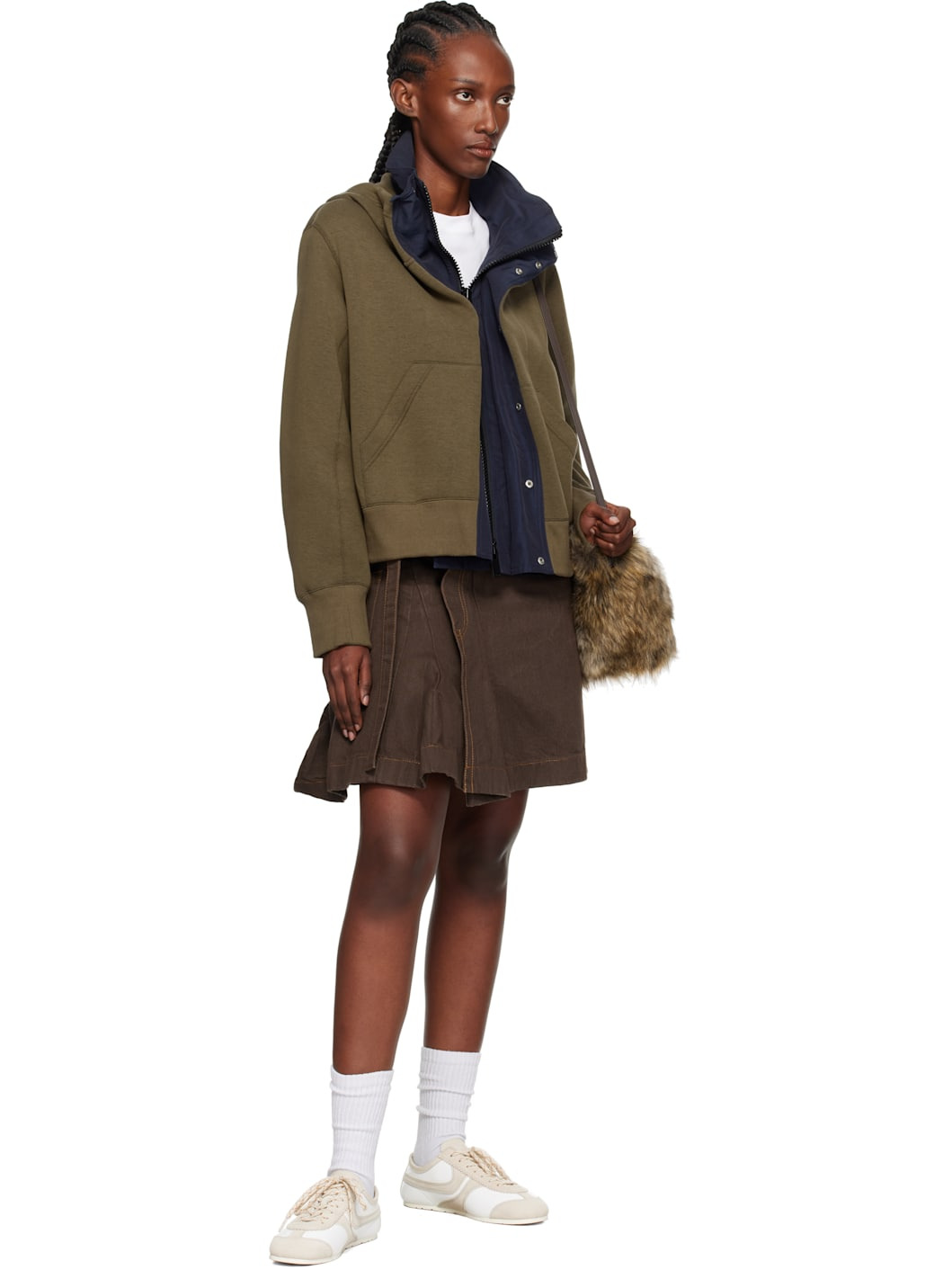 Brown Asymmetrical Denim Miniskirt - 4