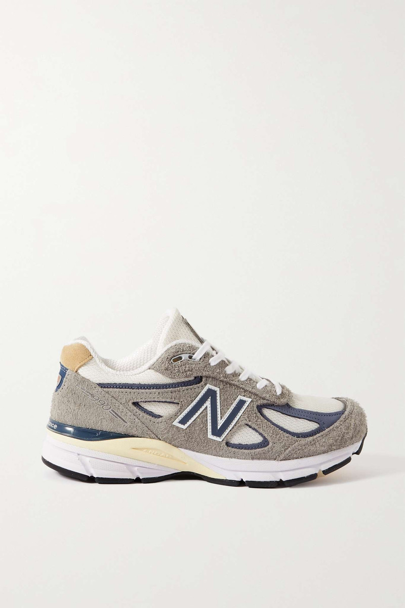 MADE in USA 990v4 mesh and leather-trimmed suede sneakers - 1