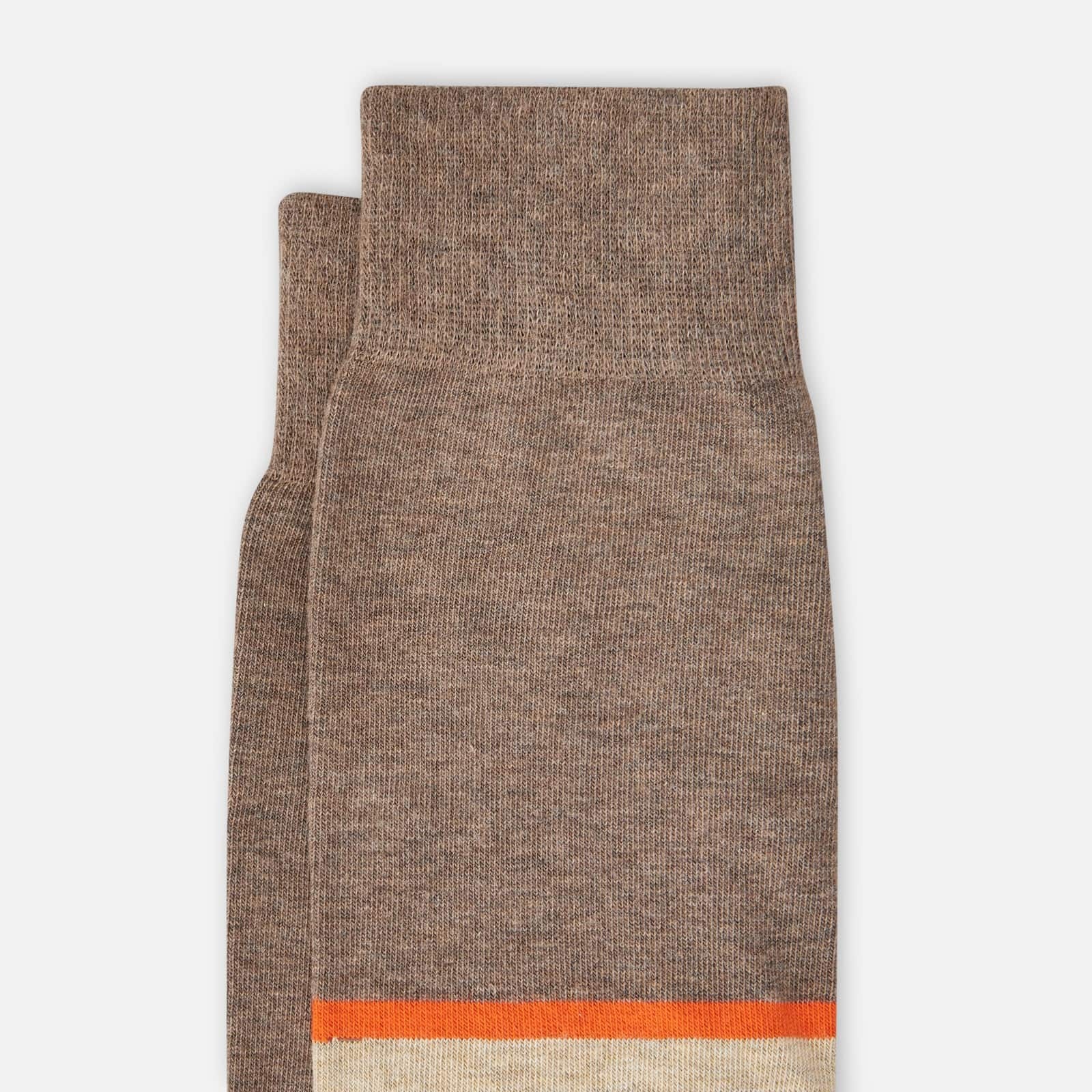 Color Block Socks Beige Orange - 2