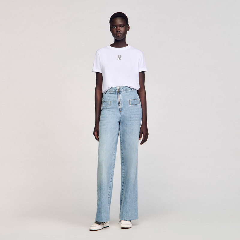 Sandro COTTON T-SHIRT WITH EMBROIDERY outlook