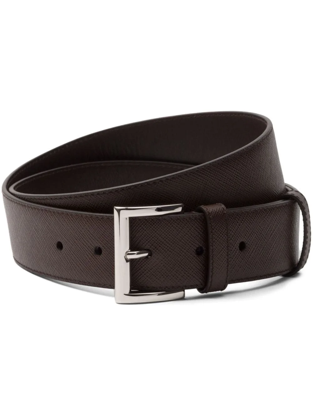 triangle-logo Saffiano leather belt - 1