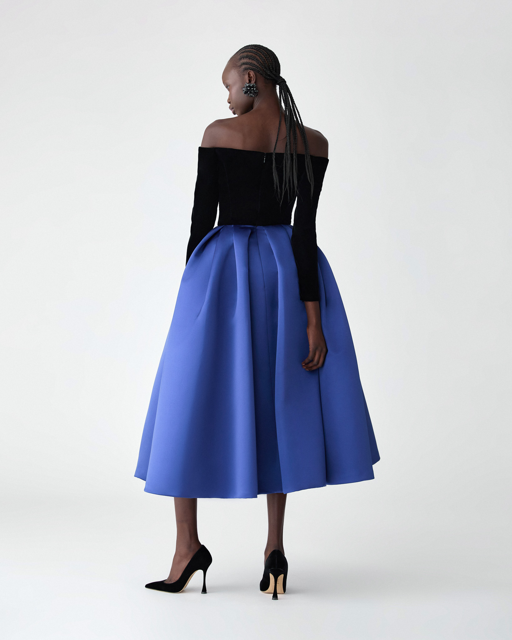 Off-The-Shoulder Combo Midi Dress - 3