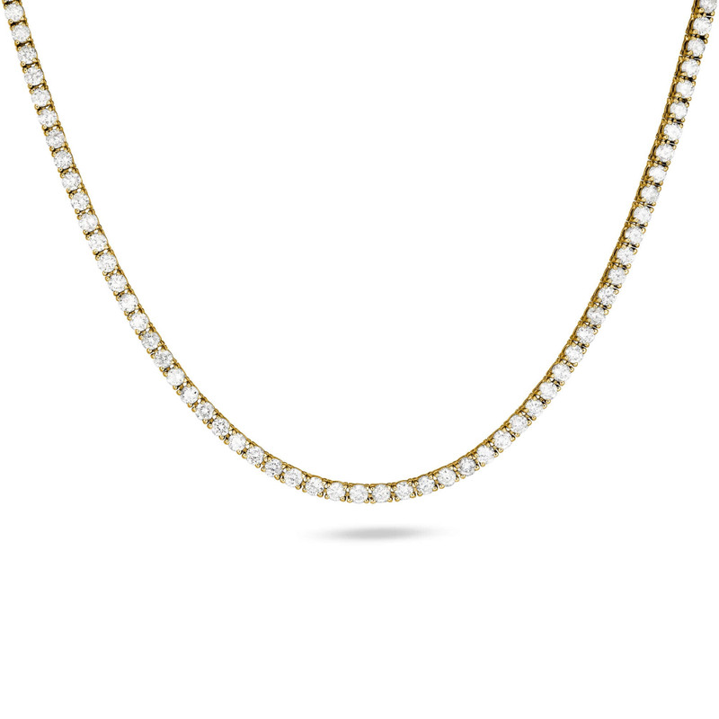 Unflippable Tennis Necklace in Yellow Gold 1