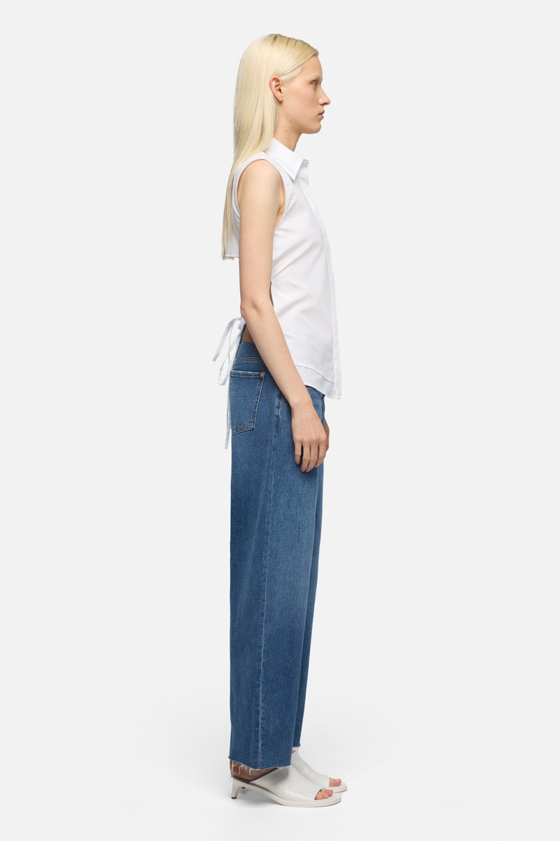 OPEN BACK SLEEVELESS SHIRT in Poplin Optical White 6