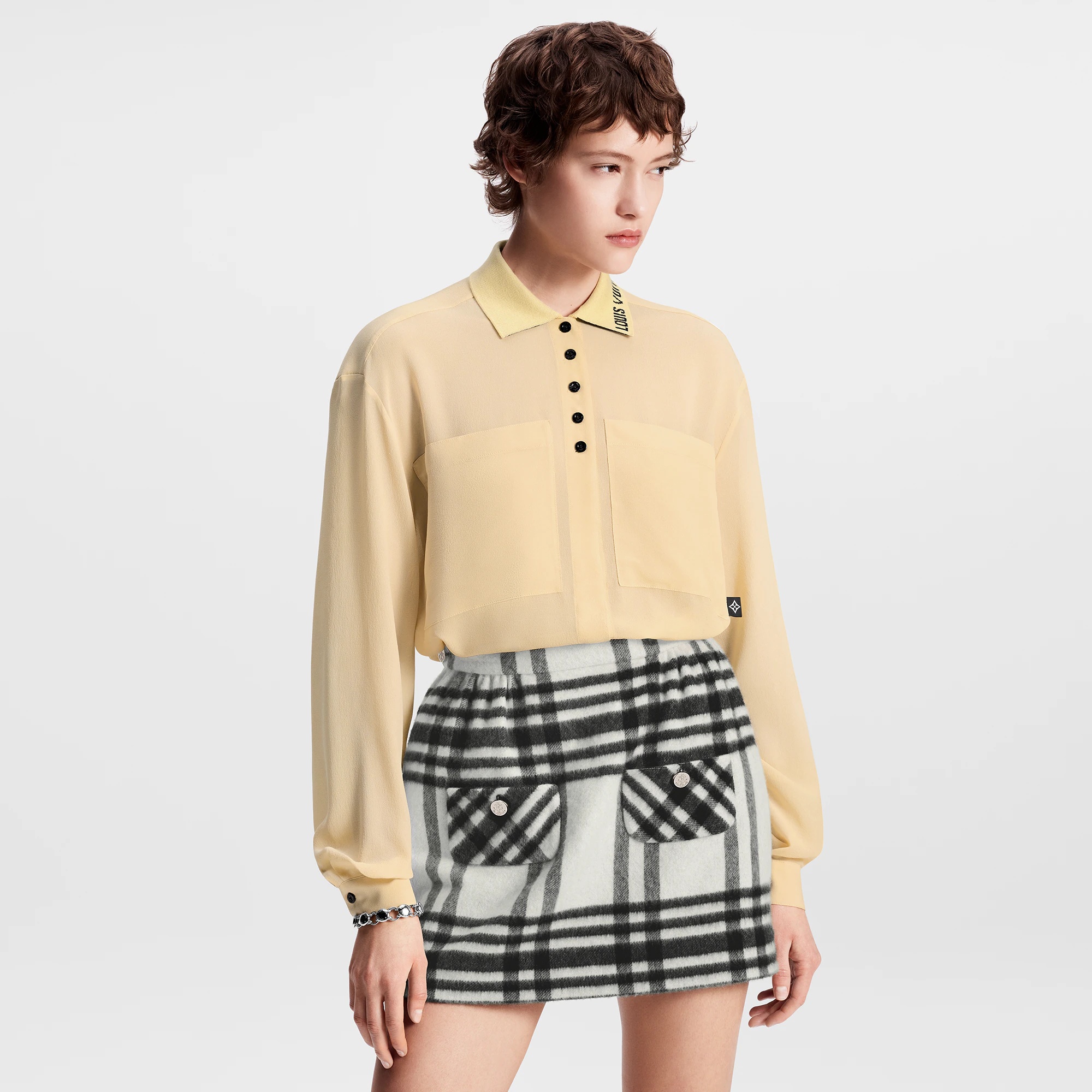 Ribbed Collar Blouse - 5