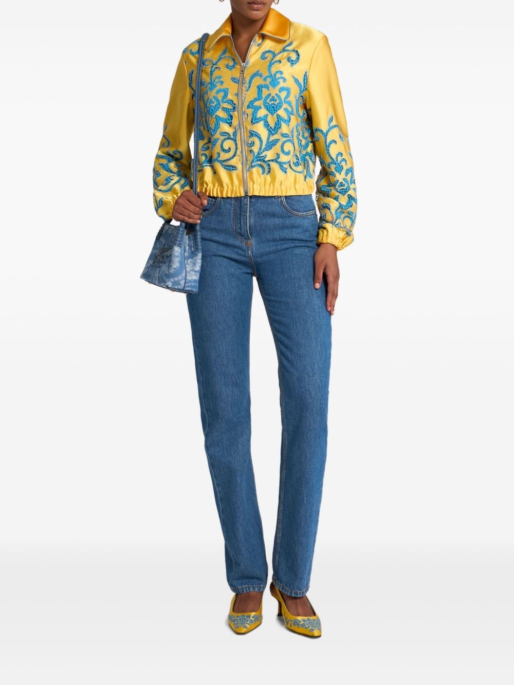 embroidered cropped bomber jacket - 2