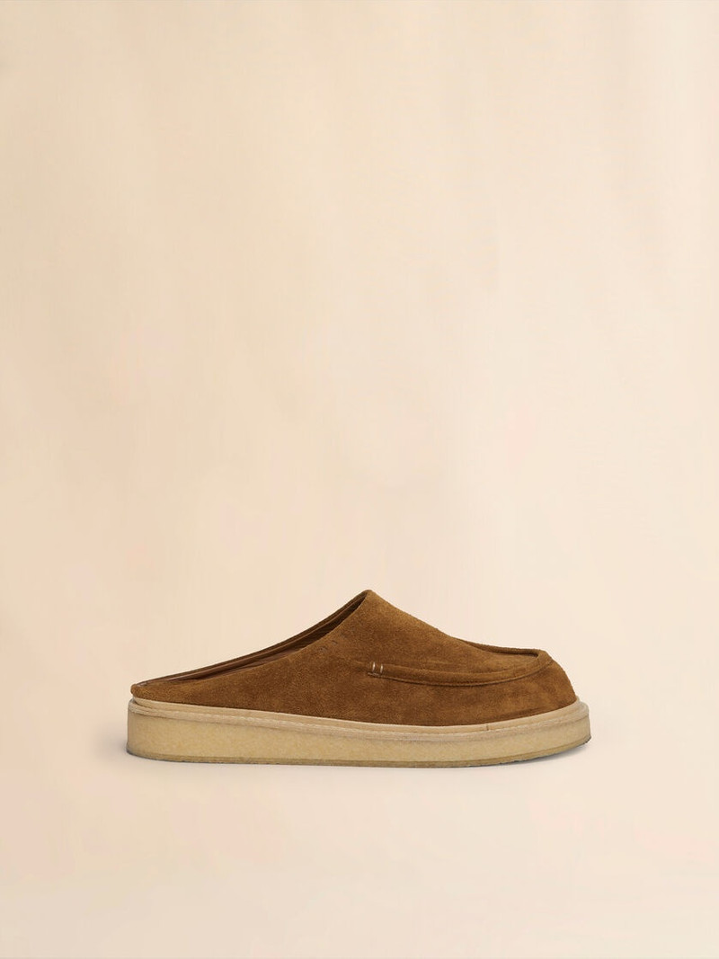 BROWN SUEDE SABOT WITH PARA RUBBER SOLE 1