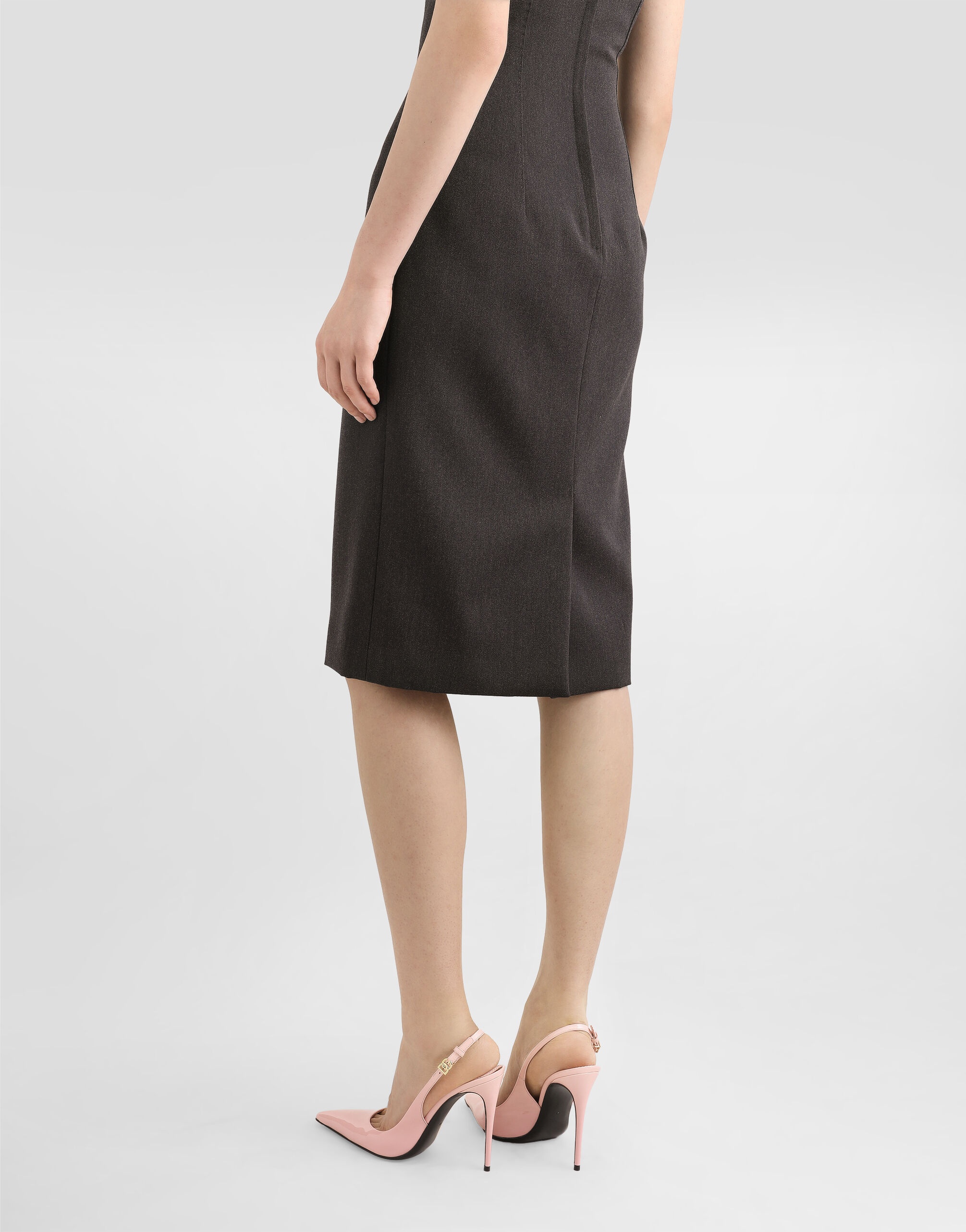 Woolen calf-length sheath dress - 5