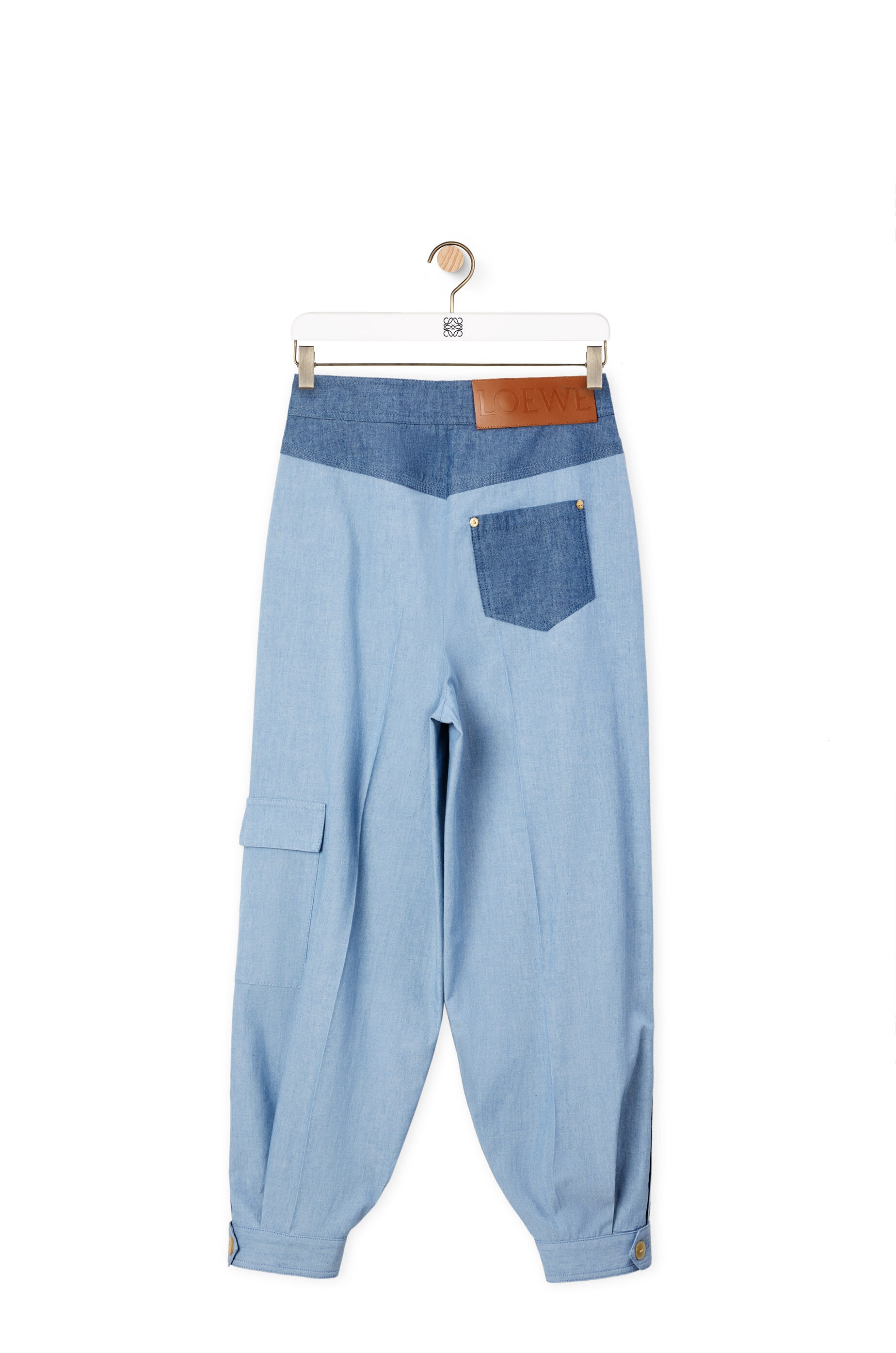 Cropped chambray balloon trousers - 3