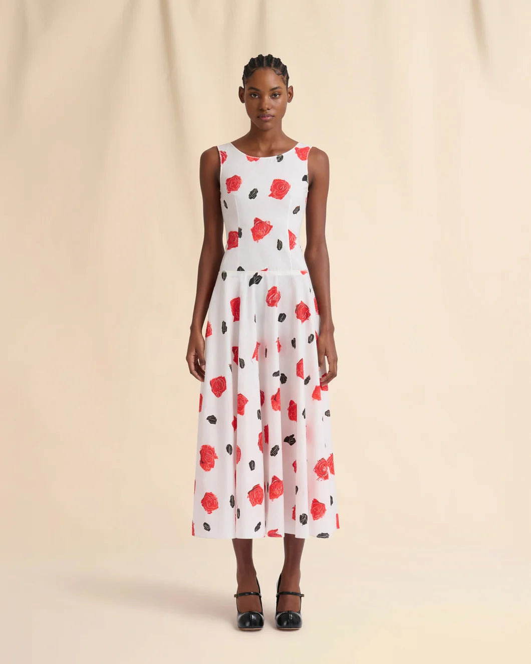 WHITE POPLIN BUSTIER DRESS WITH IRIS PRINT - 2