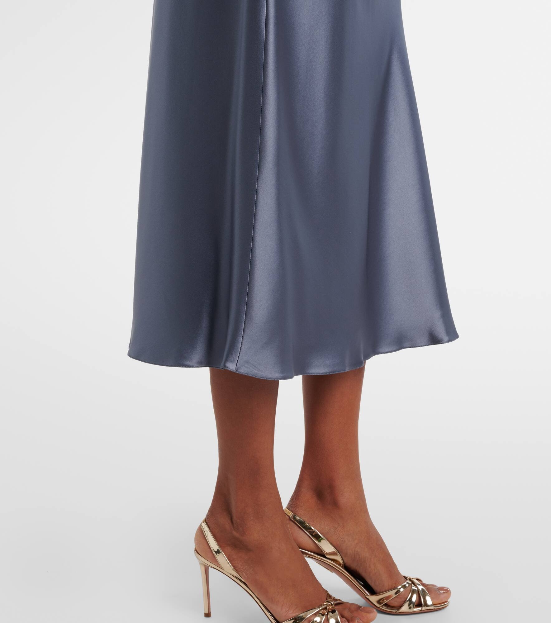 Carnet silk satin midi skirt - 5