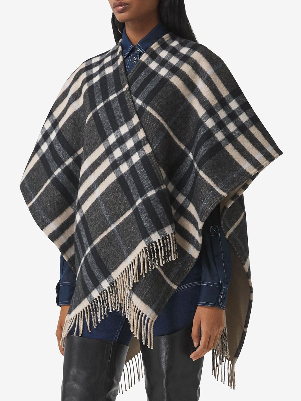 check cashmere-merino cape - 3