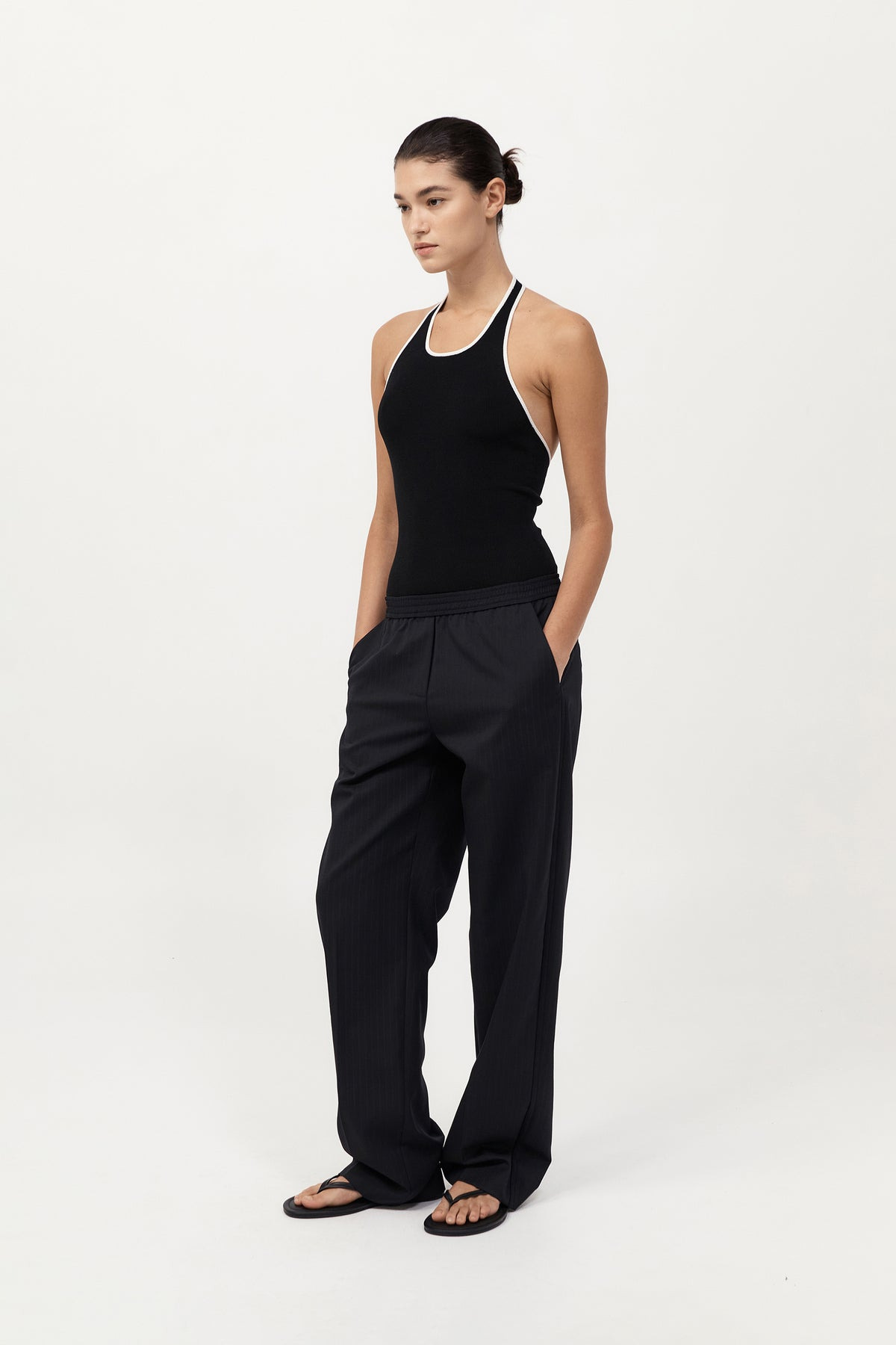 Fine Line Halter Top - Black - 4