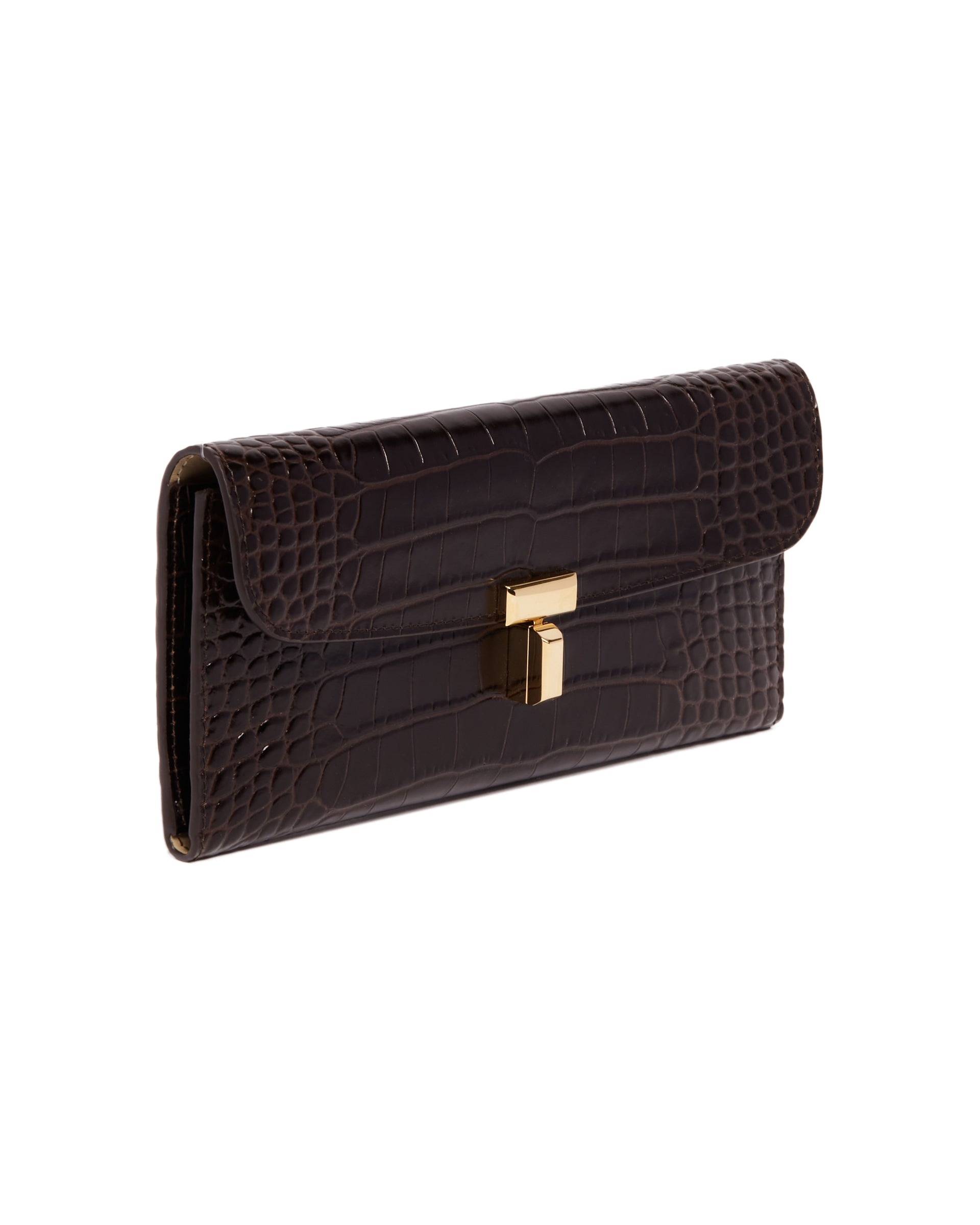 Brown T-Lock Croc-Print Wallet - 4