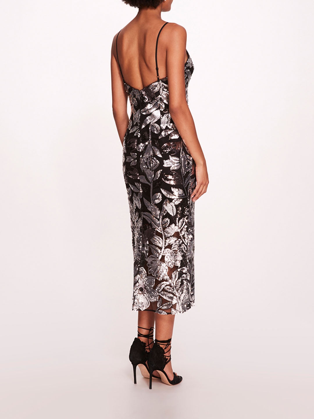 BOTANICAL SEQUIN MIDI DRESS - 2