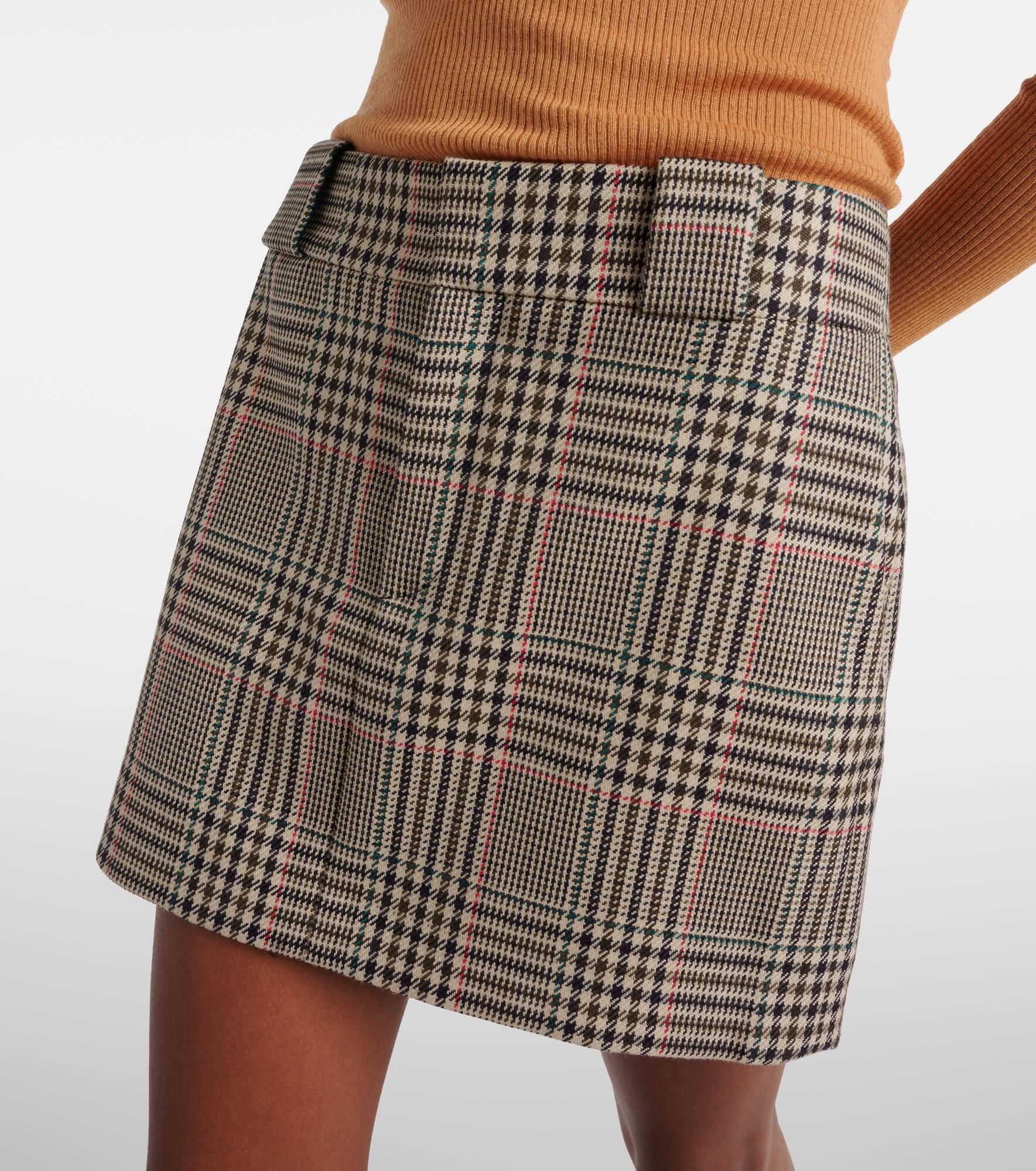 Checked wool miniskirt - 4