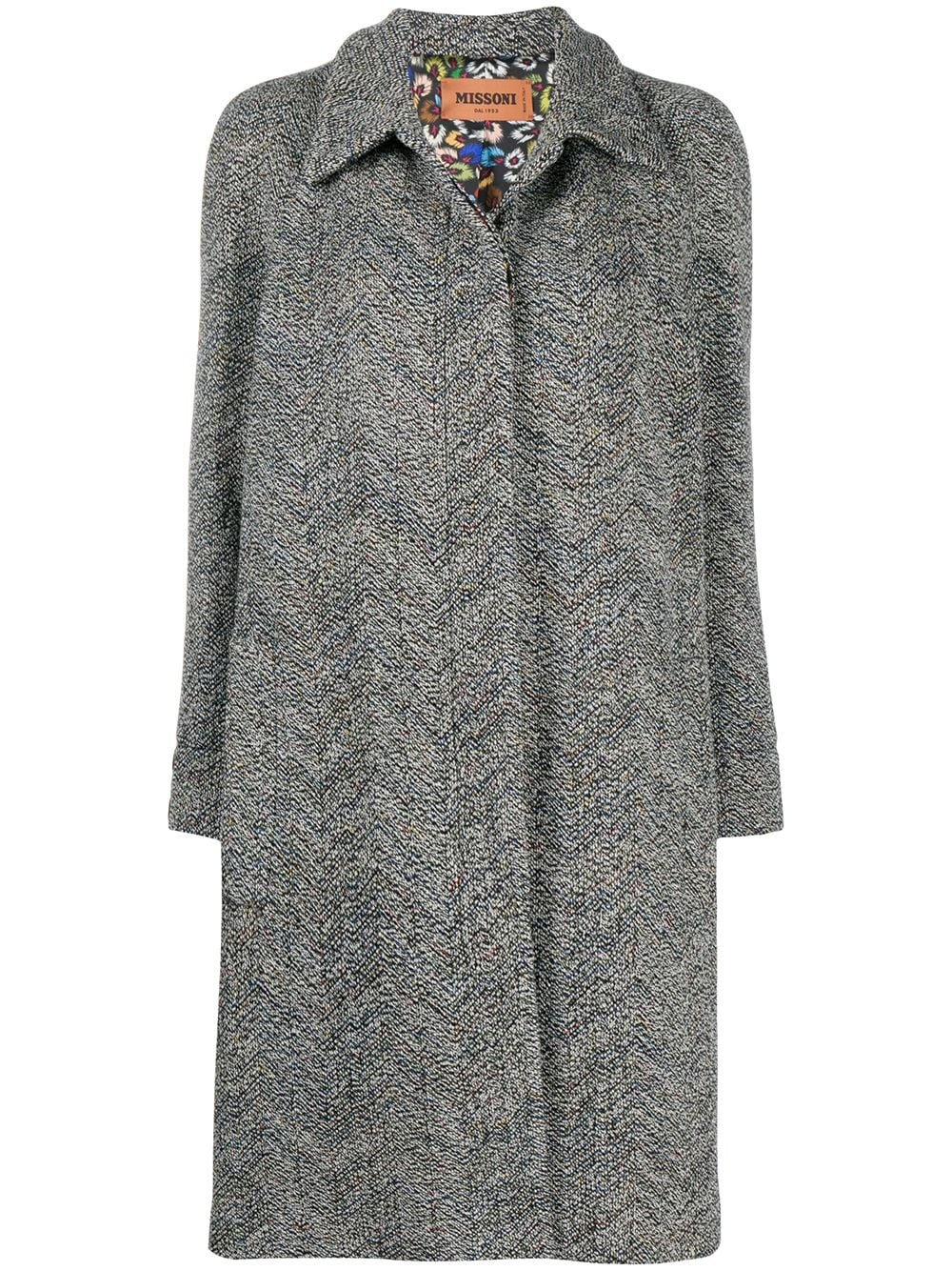 single breasted zigzag coat - 1