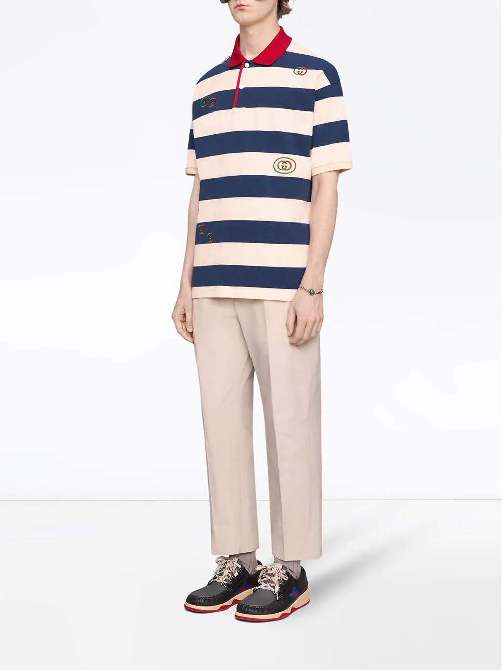 Embroidered striped jersey polo - 2