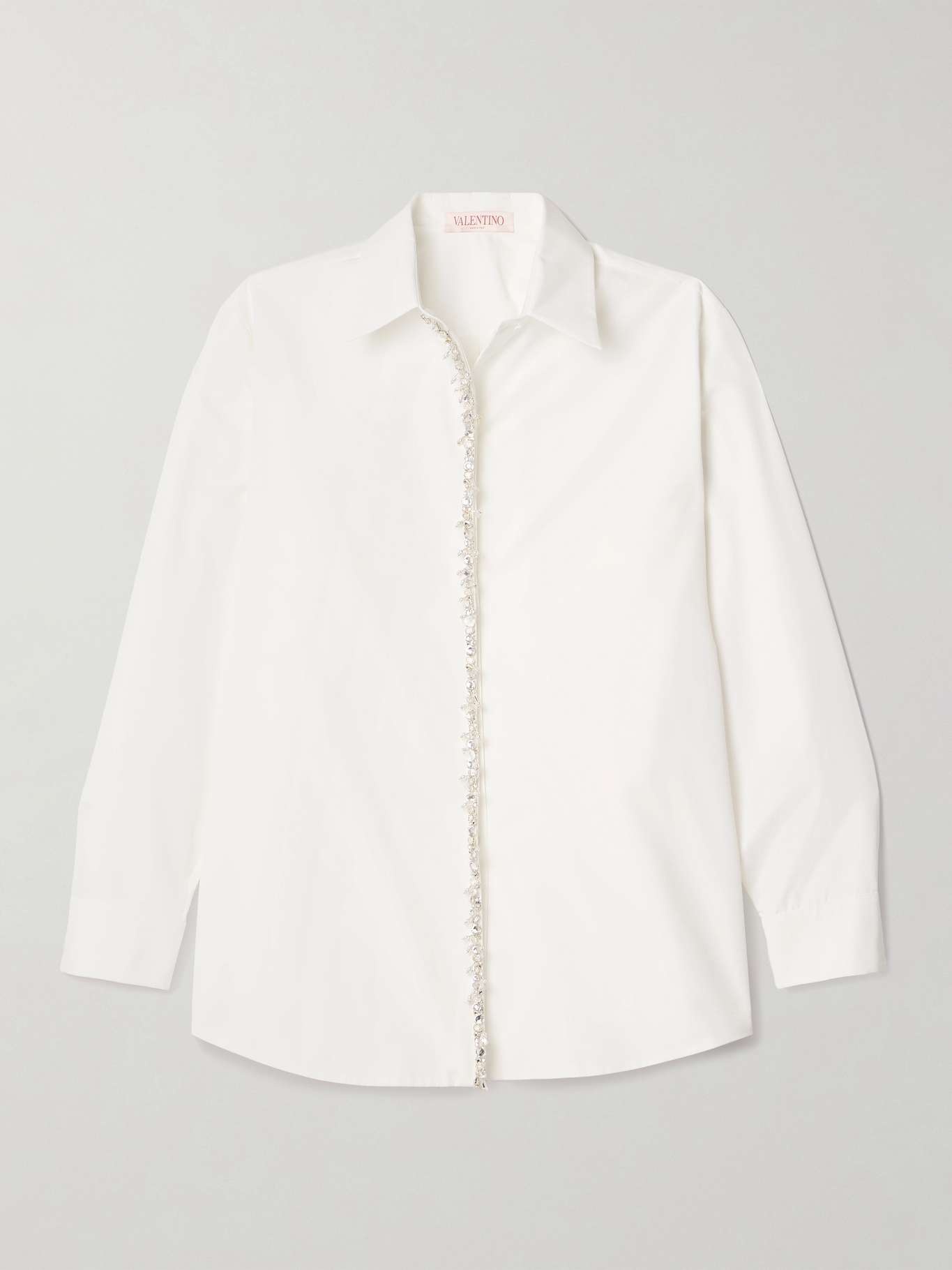 Oversized embellished cotton-poplin shirt - 1