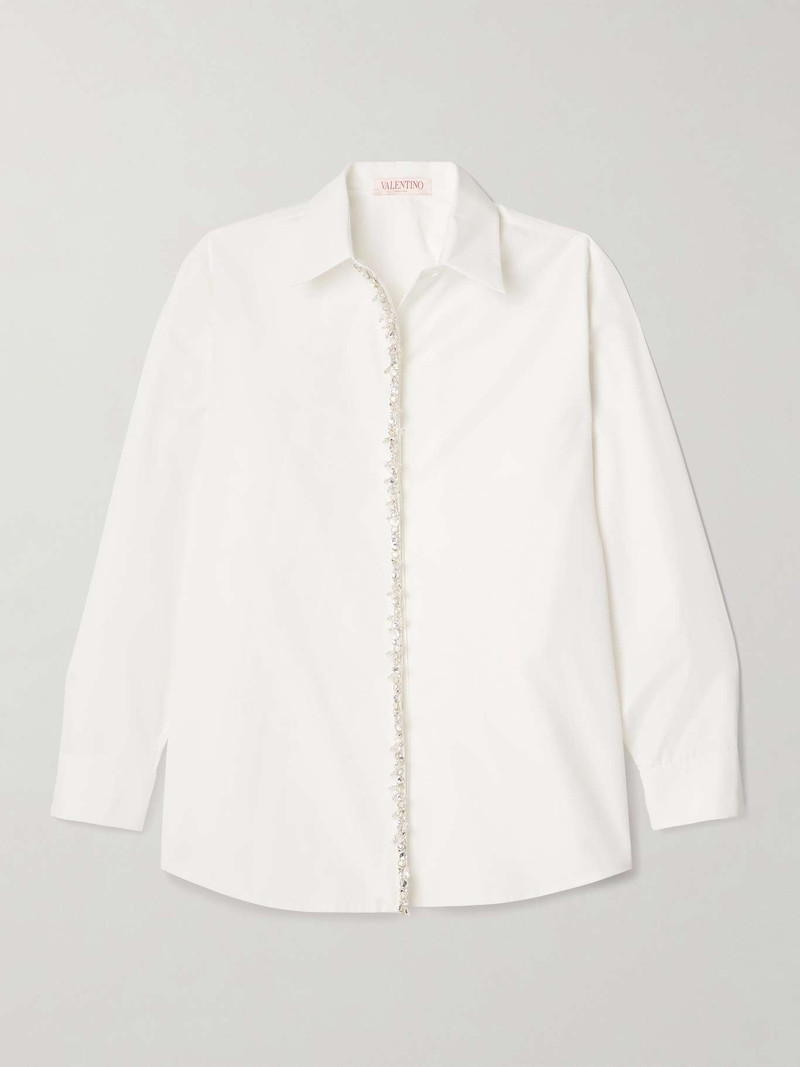 Oversized embellished cotton-poplin shirt 1