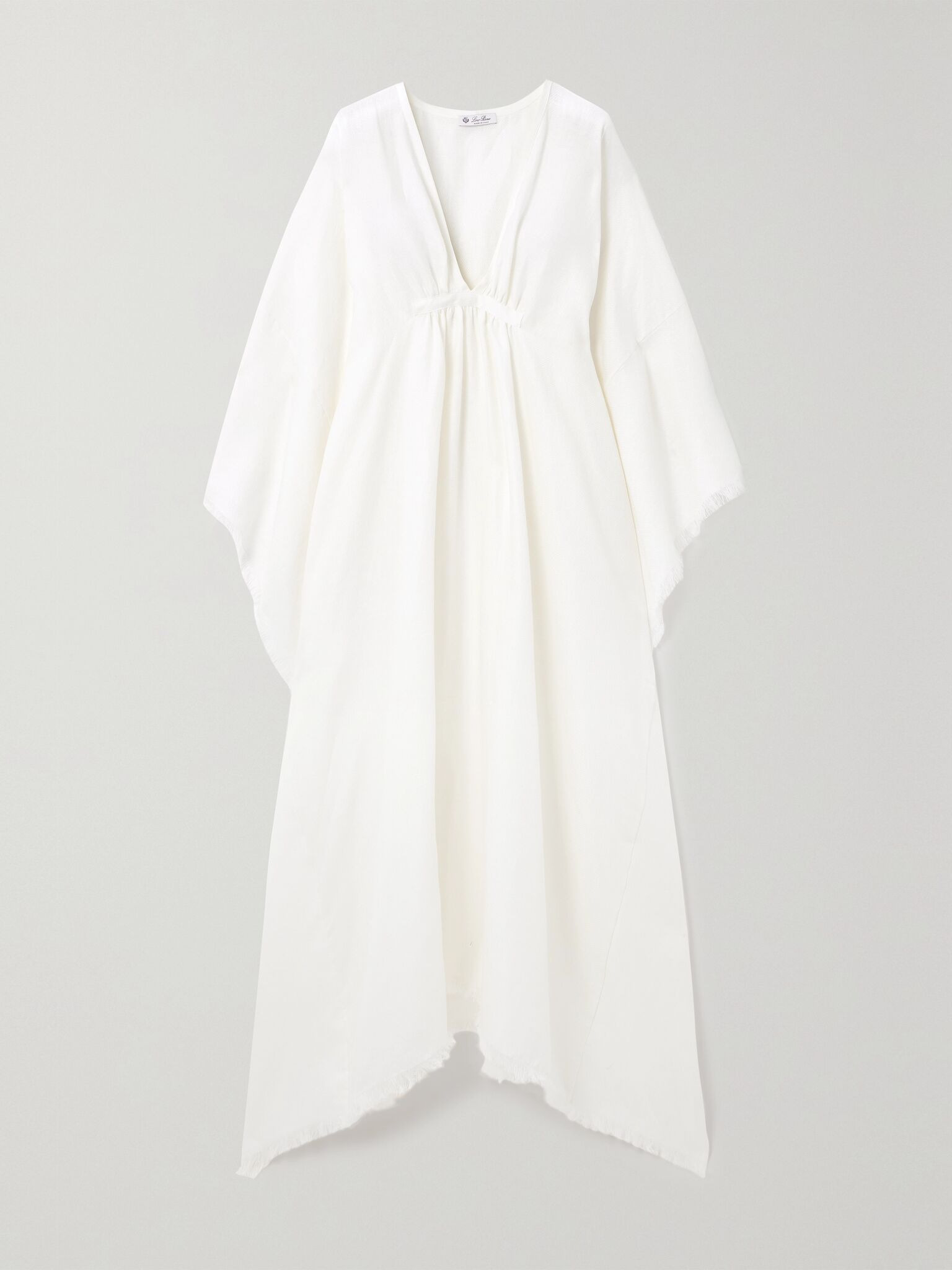 Gloria frayed gathered linen maxi dress Off-white - 1