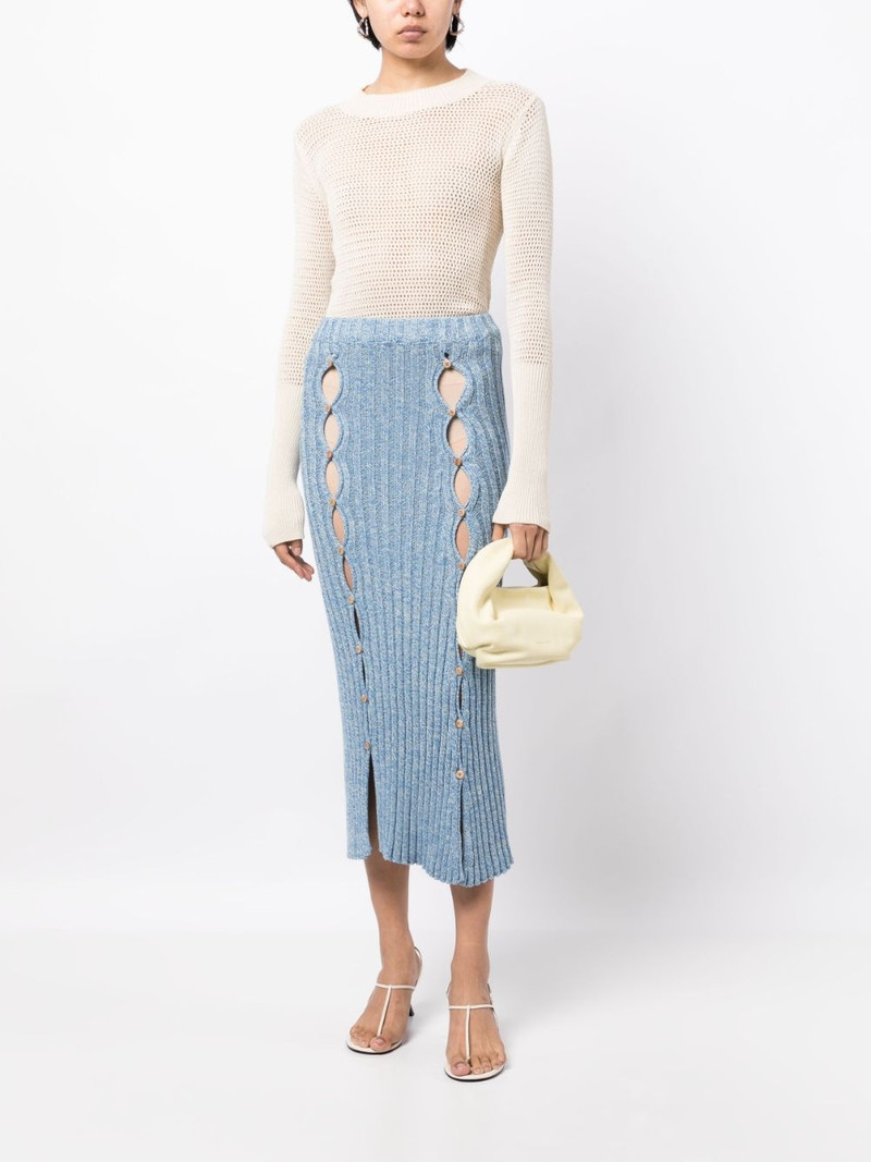 BASERANGE cut-out organic cotton midi skirt outlook