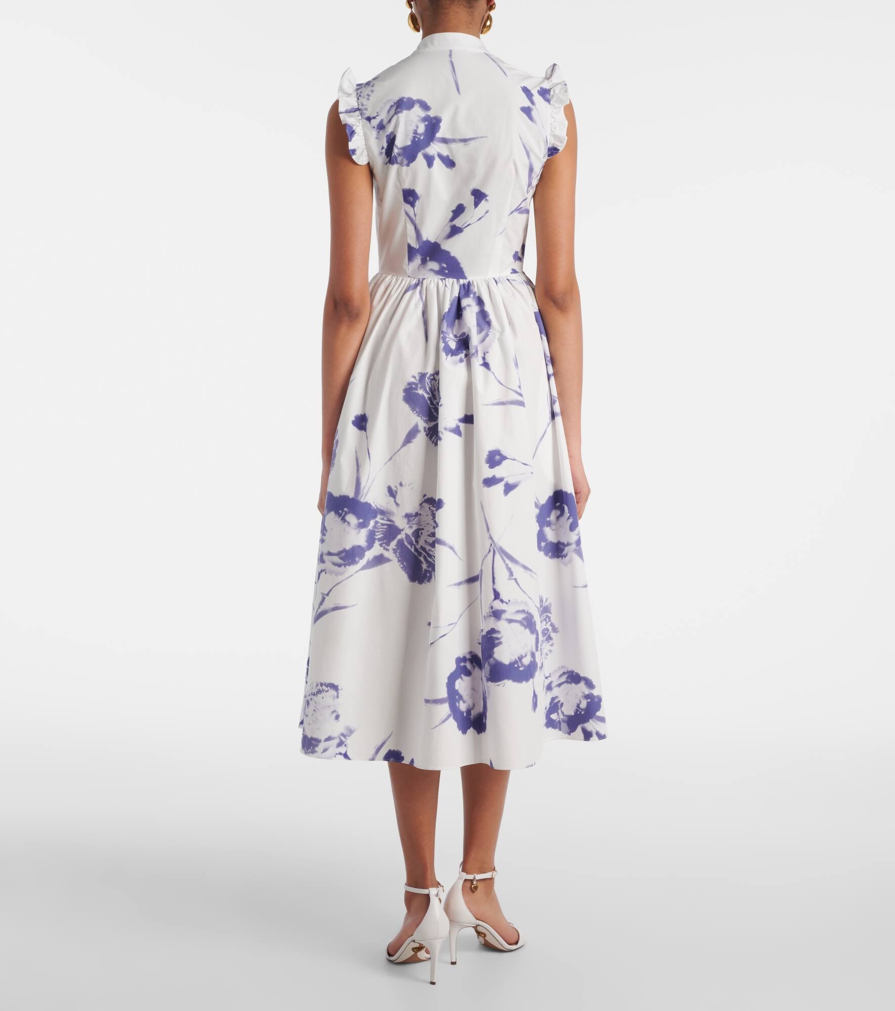 Floral cotton poplin midi dress - 3
