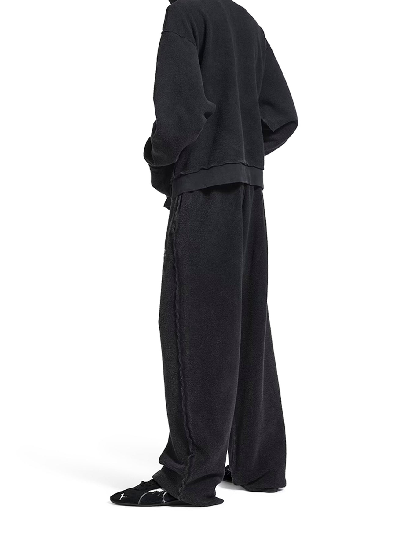 3B SPORTS ICON INSIDE-OUT ZIP-UP SWEATSHIRT IN FADED BLACK - 4