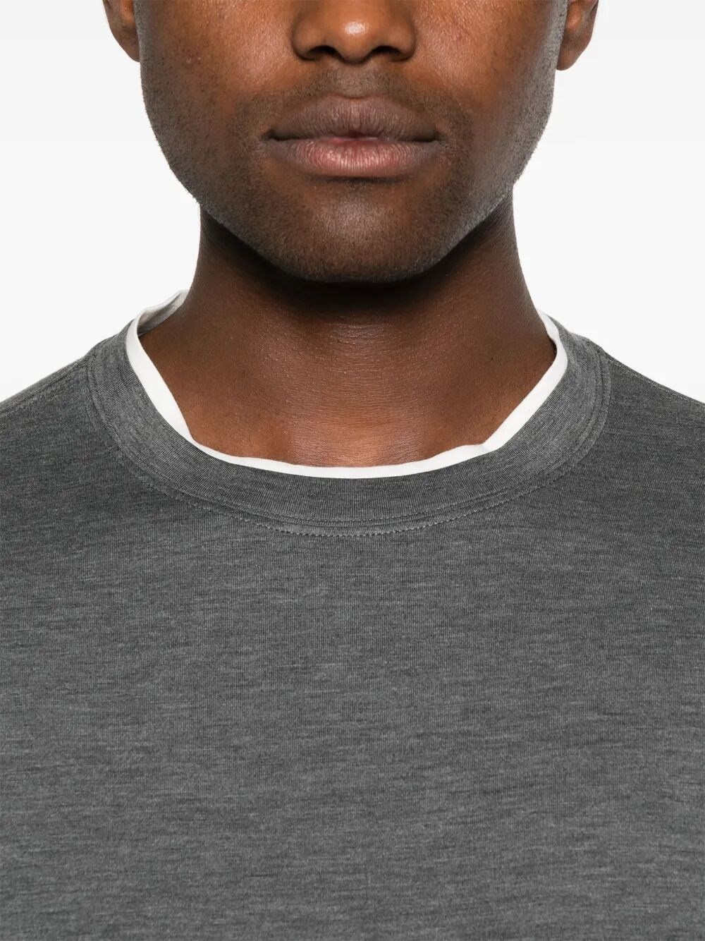 Crew-Neck T-Shirt With Faux-Layering - 4