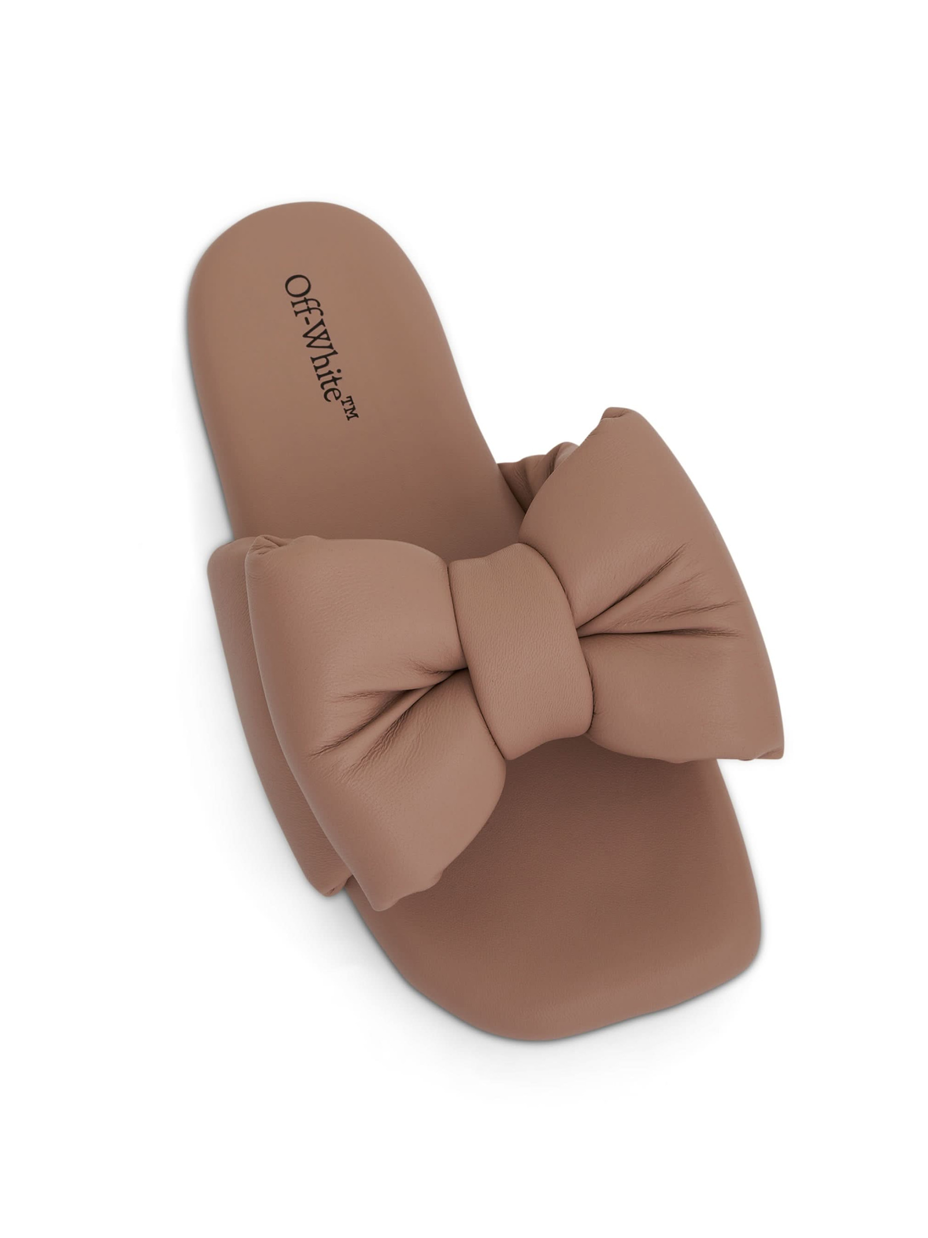 Nappa Bow Padded Slipper in Beige - 4