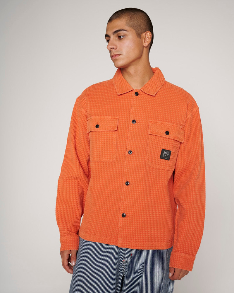 Waffle Button Front Shirt - Terracotta 4