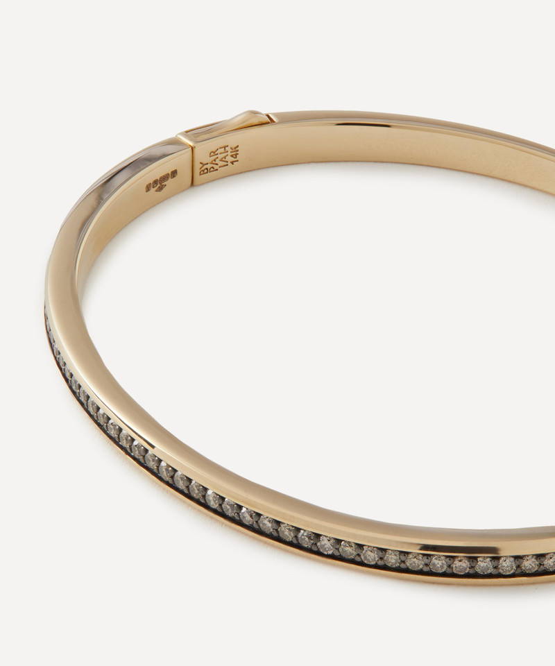By Pariah 14ct Gold Classic Champagne Diamond Bangle Bracelet outlook